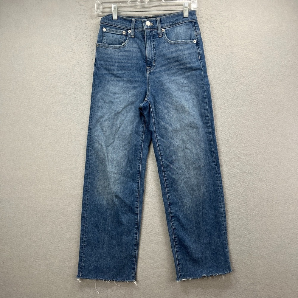 J.Crew High Rise Slim Wide Leg Jeans Women 26* Blue Denim Pants Cropped Stretch